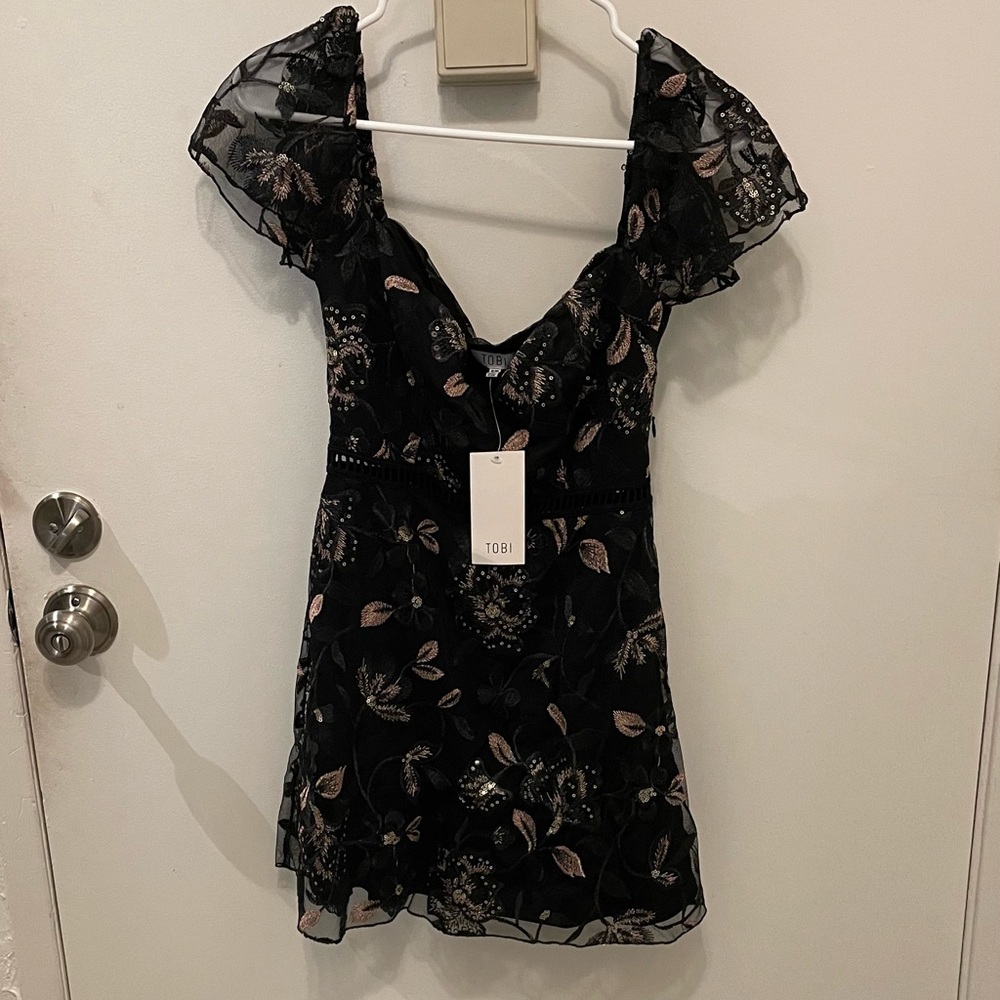 Shimmery embroidered mini dress
